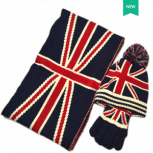 UNION JACK SCARF, TOUQUE & GLOVES SET