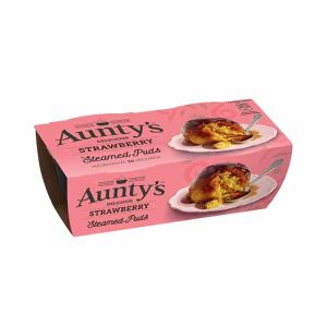 Auntys Strawberry Steamed Puddings 2 pack