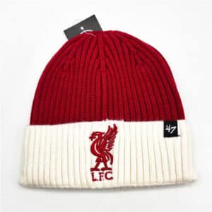 Liverpool FC Crest Red and White Knitted Turn Up '47 Brand Beanie Touque