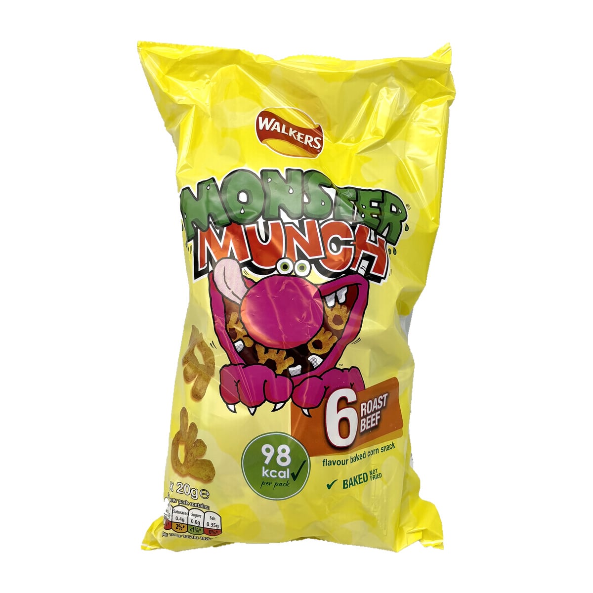 Walkers Monster Munch Roast Beef 6 x 20g — front of original packaging