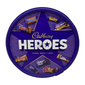 Cadbury Heroes Chocolate & Toffee Assortment Tub 475g — front packaging